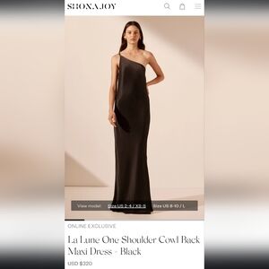 Black satin one shoulder maxi dress / US size 2